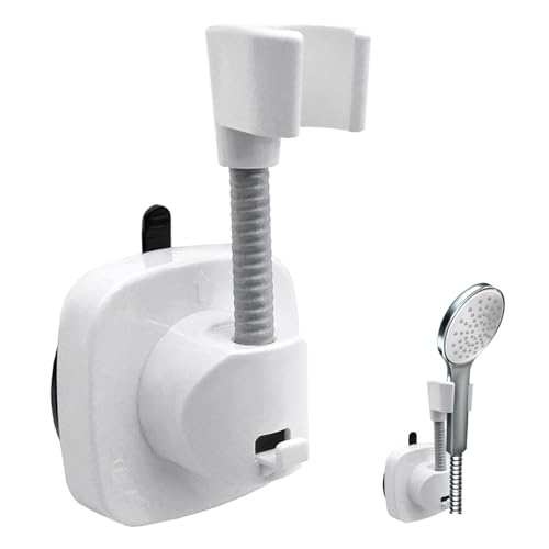 Duschkopfhalterung Saugnapf, 360° Drehbar Verstellbarer Brausehalter, Abnehmbarer Handbrause Duschhalterung Ohne Bohren, für Hotel Badezimmer -Weiß