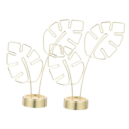 OFFSCH 2Pcs Metal Monstera Leaf Memo Clip Stand Elegant Place Card Holders for Weddings Events and Office Decor Photo Display for Notes and Business Cards