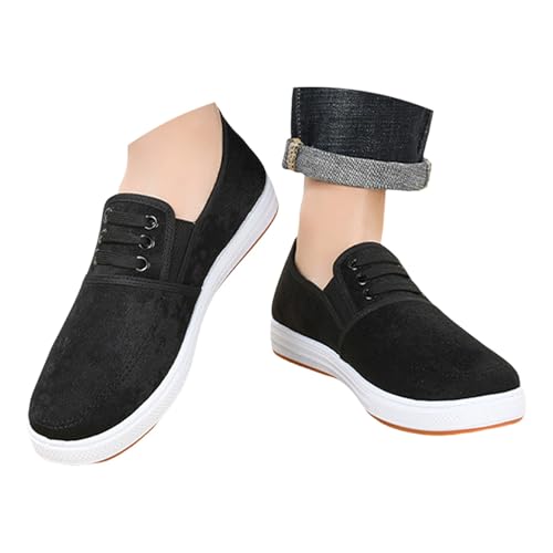 Women's Canvas Slip-On Sneakers Breathable Low Top Work Shoes Casual Soft Sole Walking Shoes Comfortable Non Slip Flats