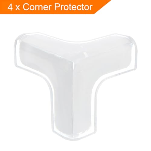 Image of uxcell Corner Protectors, 4Pcs 44x44x44mm - Proof Corners and Edges Protectors Guards, T-Shape Table Corner Bumpers to Cover Furniture Corner (Transparent)