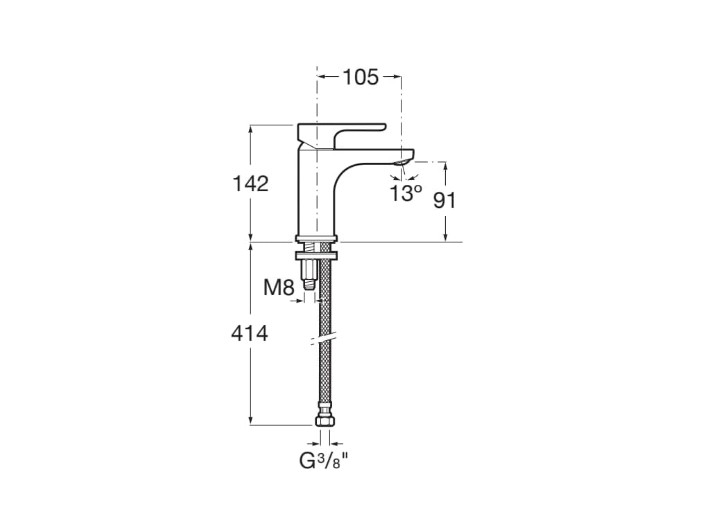 Roca A5A3K09NB0 - Single Lever Basin Mixer L20 with Smooth Body, Cold Start Matte Black, Dull Black - Image 2