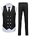 WULFUL Men's 3 Piece Suits Slim Fit Tuxedo Suit Set Double Breasted Suit Jacket Vest Pants Set for Wedding Prom Black