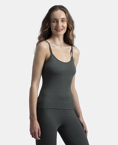 Image of Jockey 2548 Women's Super Combed Cotton Rich Brushed Thermal Camisole with StayWarm Technology Charcoal Melange M