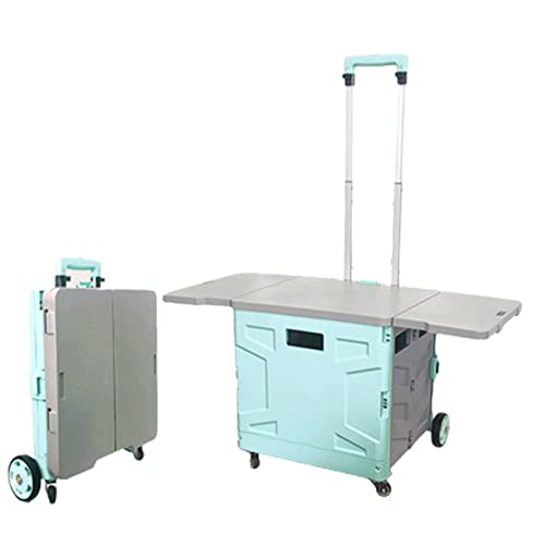 Carrito rodante con mango telescópico, ruedas giratorias 360°, plegable, portátil para picnic, oficina móvil, exterior, herramientas miniatura 2