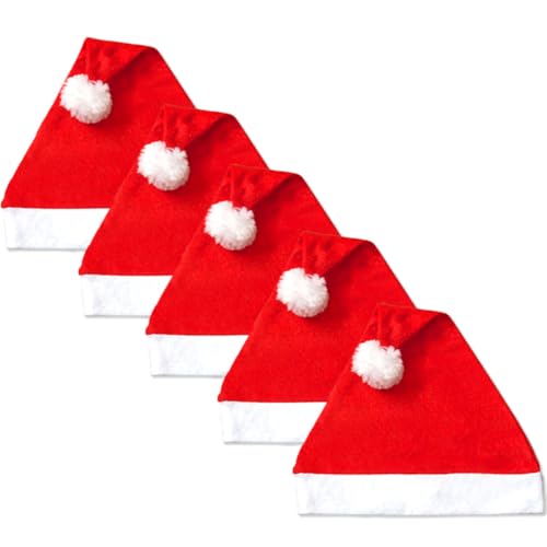Jonami 5 Weihnachtsmützen, Nikolausmützen Weihnachtsmann Mütze Rot...