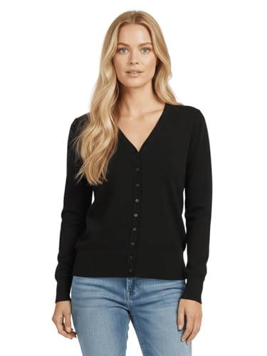 Image of YEMAK Women's Knit Cardigan Sweater - Long Sleeve V-Neck Basic Classic Casual Button Down Knitted Soft Lightweight Top