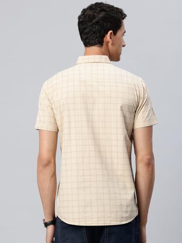 Image of Majestic Man Slim Fit Pure Cotton Half Sleeve Checked Casual Shirt