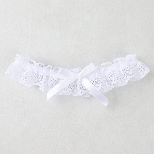 Junyy Bridal Wedding Lace Flowers Princess Thigh Rings Stretch Garter Accessories Choker Leg Rings For Women Girls(White), One Size, 0.2116 Ounce #TOP1