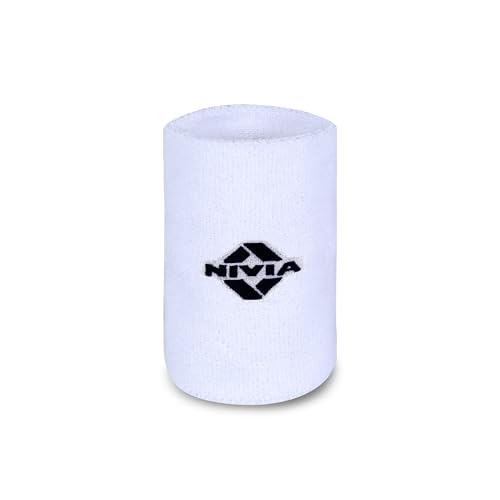 Image of Nivia Sweatband for Men & Women, Wristbands for Tennis, Basketball, Running, Sweat Band for Gym & Athletes (Large, White)