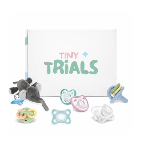 Image of Pacifier Trial Pack Variety Box for Newborns 0–6 Months – 7 BPA-Free Silicone Baby Pacifiers Sample Set (MAM, Nuby, Dr. Talbot’s, Chicco) – Baby Registry Must-Have, Tiny Trials