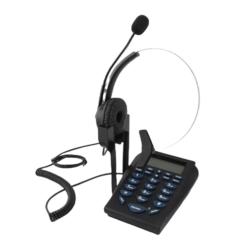 Bewinner Telefono Cordless con Auricolare, Mini Business Office Phone Set di Tastierino Numerico con Cancellazione del Rumore Multi-Funzionale da 3,5 Mm Linea di Collegamento