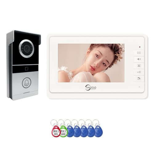 timbre visual de 4 hilos, monitor de 7 pulgadas, sistema de intercomunicación visual con timbre de puerta con cable, intercomunicador bidireccional, supervisión en tiempo real (1 Timbre+1 Monitor)