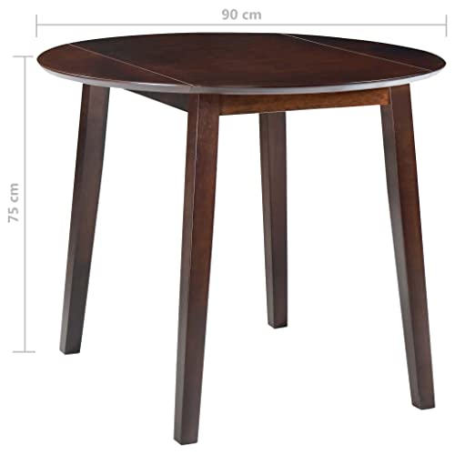 Table à manger pliable ronde 90 cm bois hévéa marron gain de place - 3