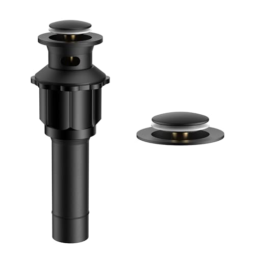 FORIOUS Bathroom Sink Drain with Overflow Pop Up Drain Assembly with Detachable Basket Stopper Anti-Explosion and Anti-Clogging Strainer 304 Stainless Steel Matte Black
