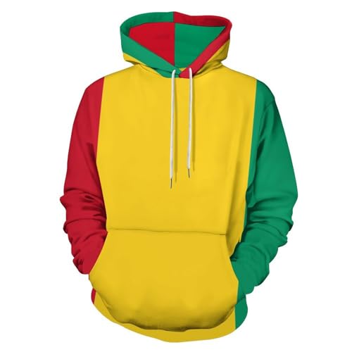 Sweat à capuche drapeau guinéen 3D unisexe pour automne et hiver