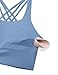 CRZ YOGA Naked Feeling Criss Cross Longline Sports Bras for Women - Wirefree Padded Strappy Yoga Cropped Tops Oasis Blue Small