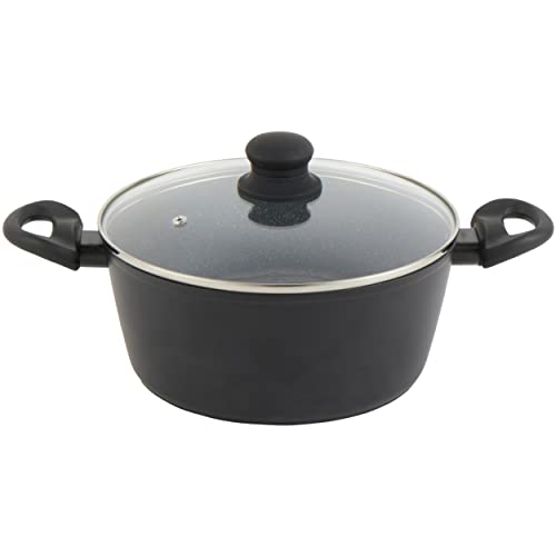 Russell Hobbs RH02809EU7 Metallic Marble Topf - Antihaft-Auflauftopf, 24 cm/2 L, Suppentopf, Deckel aus gehärtetem Glas mit Dampfbelüftung, geeignet für Induktionskochfeld, weiche Griffe, leicht