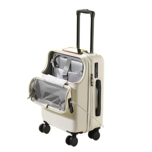 Luggage Luggage with Wheels Cabin Rolling Luggage Trolley Luggage Bag Men Business Lightweight Luggage (White)