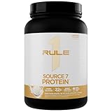 Rule 1 Source 7 Protein – Decadent Flavor, Velvety Smooth Texture, 22g Anytime Protein, and 10g Naturally Occurring EAAs Per Serving from 7 Premium Sources (1.8 Pounds*, Vanilla Ice Cream)