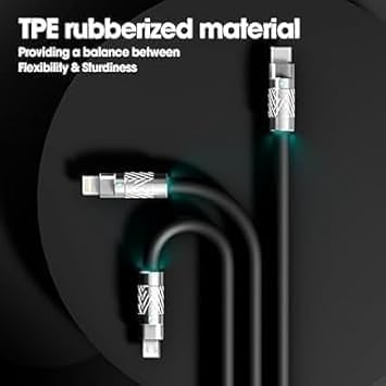 Image of 3 in 1 Fast Charging Data Cable, 120W Portable Charger Cord with USB Type-C, Light-ning & Micro-USB Port Compatible with, iPad, Smartphone, Tab and Other Devices - Black (DEC192)