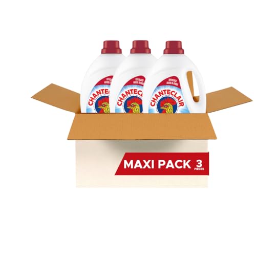 Chanteclair - Lessive Liquide Concentrées Marseille, Enrichie au Dégraissant, Ultra Détachantes et Efficaces aussi à Froid, 40 lavages - 1800 ml x 3