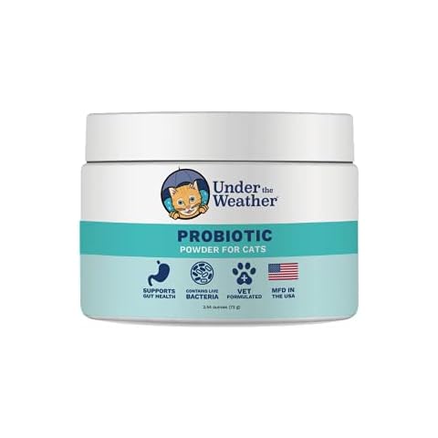 Under the Weather Pet Probiotics Powder for Cats | Vet Formulated Probiotic Supplement for Digestive Gut Health | Promotes Good Digestion & Immunity | Aids Occasional Diarrhea for Cats (2.54 Oz) Cover