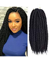 Admutty Havana Twist Crochet Hair 6 Packs 18 inch Crochet Braids Senegalese Twist Crochet Braiding Hair (1B)