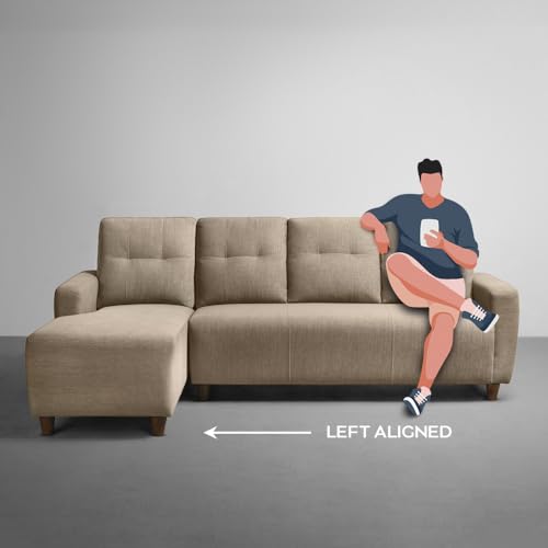 Image of Sleepyhead Yolo Designed by Duroflex - 3 Seater Sofa, LHS L Shape Sofa Set |Premium Fabric, Plush 3-Layer Cushioning |Modern Buttonless Tufted & Anti-Sag Comfort |3 Years Warranty - Coco Brown