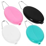 JOINPAYA Monedero Ovalado Pequeño 4 Piezas con Cadena Bolsa de Cambio de PVC Resistente Bolso Colgante para Llaves Adecuado para Organizar Monedas y Objetos Pequeños en Viajes