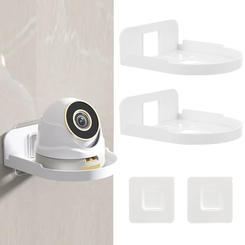 Image of STHIRA 2 Pcs CCTV Camera Wall Mount Stand White Acrylic 12x9.5x3.5cm