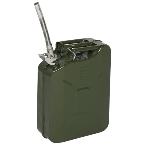 Bonnlo Bidón de Gasolina, Bidón de Gasolina 20 Litros, Bidón de Gasolina Metalico con Despachador Flexible Estandar UK, Verde Oliva 1pc 35x16x45 cm