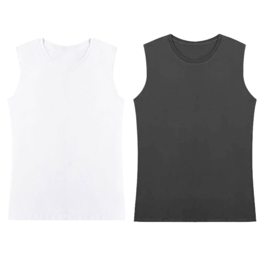 Męskie koszulki bez rękawów Kamizelka Casual Tank Tops, Biały Szary, M