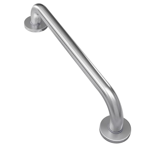 Image of AmazerBath Shower Grab Bars for Seniors Anti Slip, Bath Safety Grab Bar for Needy, Stainless Steel Bathroom Safety Grab Bars, Thickened Bar Bigger Base Holds 500LBS, 16 inch L x 1 inch D, Brushed Nickel