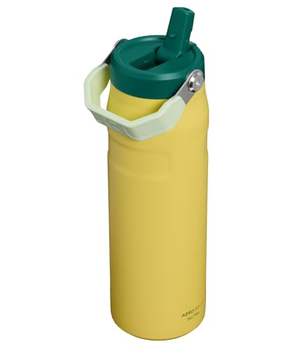 Image of STANLEY IceFlow Flip Straw 2.0 Water Bottle 24 oz | Built-In Straw with Larger Opening | Lightweight and Leak Resistant | Insulated Stainless Steel | BPA-Free | Daffodil Emerald