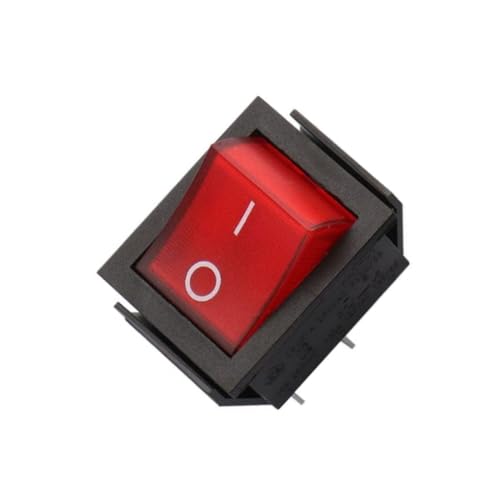 Image of Heavy-Duty AC 16A 250V 4 Pin Welding Machine Power Switch, Electric Heater Switch With Indicator Light On-Off Rectangle Rocker Switch DPDT Red Indicator Light 4 Pin big Rocker Switch (2, RED)