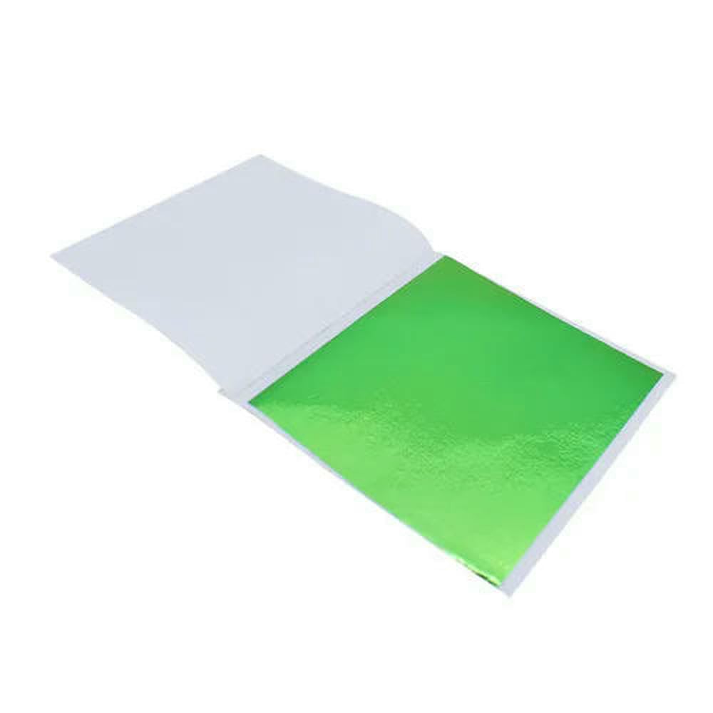 Gold Leaf Sheets, Gold Foil Transfer Sheets 8x8.5cm Multicolor 100 For DIY Crafts Gilding Nail Art(Green)