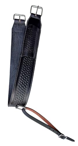 WEMBILS Western Leather Horse Roper Back Cinch Billets,Girth Saddle Billets Tack,Handcrafted Flank Saddle Cinch (Black,40 Inch)