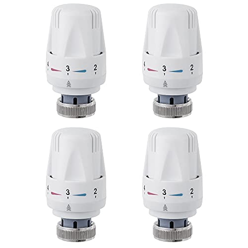 YeenGreen Tête De Radiateur, 4 Pièces Tête De Vanne De Radiateur, M30 x 1.5 Robinet Thermostatique Radiateur, Tête Thermostatique Pour Lavabo Salle De Bain WC