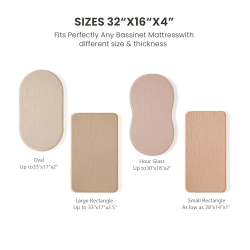 Image of Konssy 2 Pack Muslin Fitted Bassinet Sheets for Baby Girl Boy, Soft Breathable Baby Bassinet Sheets Fit for Bassinets, Cradle, Moses Basket Oval Rectangle Pad /Mattress (Peach,Floral)