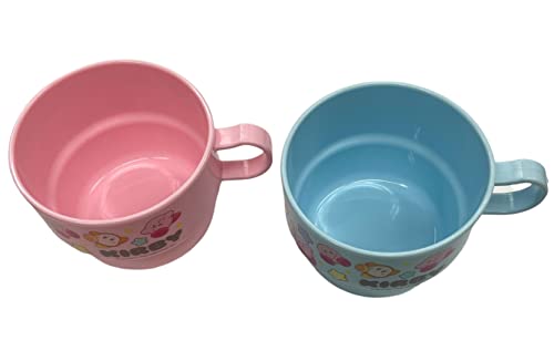 Seria Kirby Of The Stars Plastic Mugs With Handles, Hand Cups, 8 Fl Oz (230 Ml), Microwave And Dishwasher Safe, Made In Japan, Set Pink Color Blue, Pink, Blue #TOP3