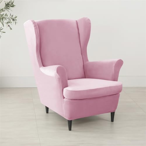 Fundas para sofá y sillón orejero rosa con funda de otomana elástica lavable de 78-85 cm