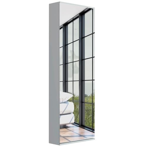 Pemberly Row Modern Engineered Wood LETO Wall Mounted Shoe Rack with Mirror