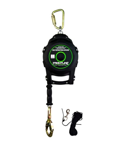 Image of Frontline RPGC 65 Ft Cable Single Leg SRL with Steel Snap Hook End | Ergonomic Carry Handle & Tagline | High Strength, Corrosion-Resistant | 310 lbs Capacity | ANSI & OSHA Compliant