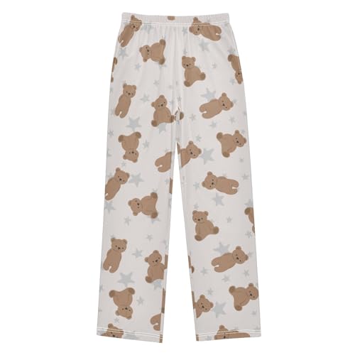 Boys' Pants Brown Cute Bear Grey Star Long Bottoms Jogger Pants Elastic Waist Trousers with Pockets S-XL