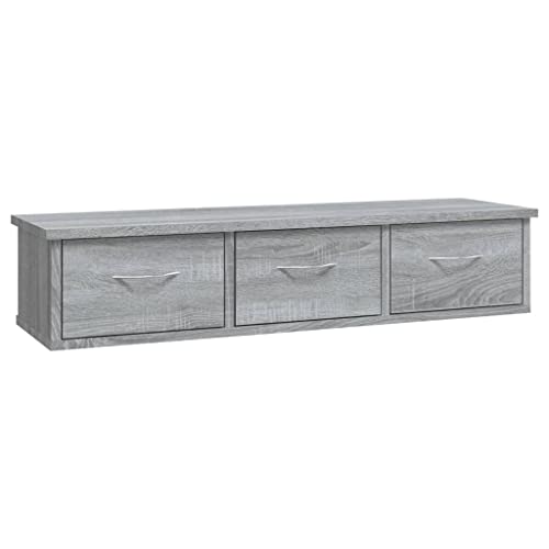 vidaXL Armario de Pared Flotante Colgante Almacenaje Salón Sala de Estar Hogar Muebles Decoración Madera Contrachapada Gris Sonoma 88x26x18,5 cm