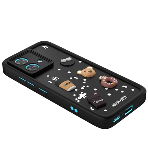 Image of Bintage Case Cute Fun Taddy| 3D Ball Bear| Donut| Coffee Rubber Case Camera Protection Back Cover Compatible for Motorola G84 5G - Black