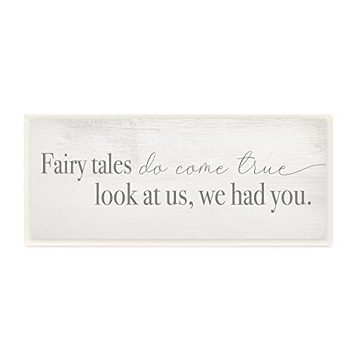 Image of Stupell Industries Fairy Tales Come True Inspirational Family Children Phrase, Designed by Daphne Polselli Wall Plaque, 7 x 17, Grey