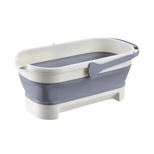 Zymoplas El Lavabo Plegable Multifuncional para fregona simplifica la Rutina de Limpieza Cubo Plegable para fregonas PP, Pequeño+Gris