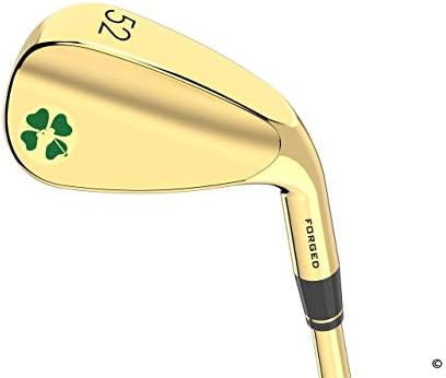 Lucky Wedges Gold 52 Degree Approach Wedge – 8 Degrees Bounce, 35.25″ Regular Flex Steel Shaft, Forged Soft Carbon Steel, Right Handed, Soft Grips
