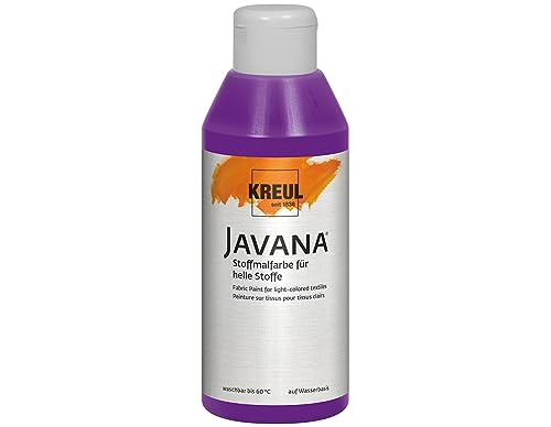 KREUL 91306 - Javana peinture pour tissus clairs, pot de 250 ml en violet, peinture souple à base d'eau au caractère crémeux, pénètre en profondeur dans les fibres